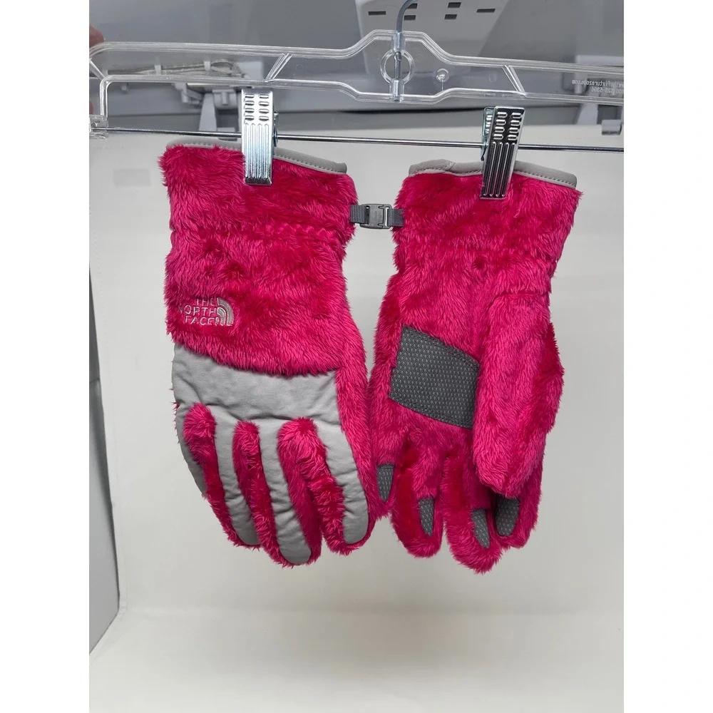 The North Face Osito Fleece Gloves Girls Large Pink Excellent Fuzzy Warm AWJH